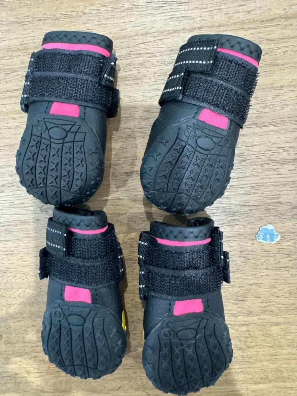 HC PET Dog Boots Size 1 Pink Black Waterproof Reflective All Season Shoes NWT